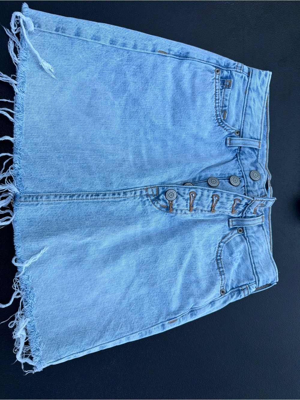 Light Blue Denim Button-Front Women's Skirt